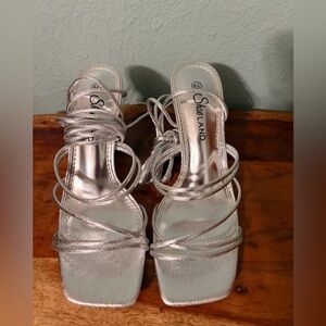 Women's Silver Strappy Heels